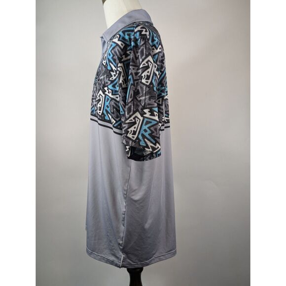 Tattoo Golf Men's L Polo Zone 18 Gray Blue Geometric Design Performance Active - Picture 5 of 11